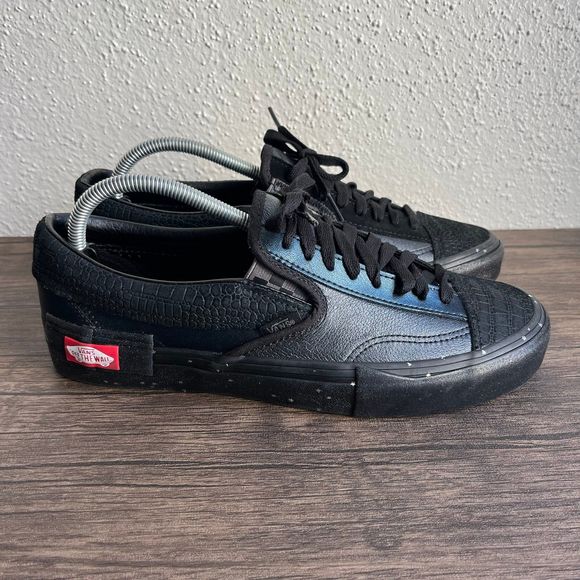 Vans Other - Vans Classic Slip-On CAP Glitter Mix Black Casual Lace Up Shoes Mens Size 9.5